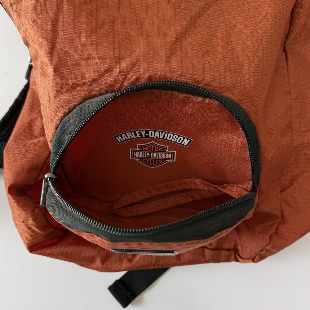 Harley-Davidson w/Bar & Shield Logo Orange Nylon Adjustable Backpack Daypack NEW - Picture 10 of 12